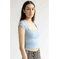 thumbnail image 2 of Ragstock Blue Ruched Side Square Neck Tee, 2 of 4