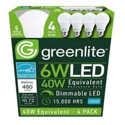 Greenlite 3009831 A19 E26 Medium Daylight 40 watt Equivalence LED Bulb, 4 per Pack