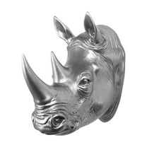 Hi-Line Gift Ltd 75642-B-SL Rhinoceros Head Wall Mount Art Silver Color