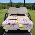 thumbnail image 3 of COEQINE Universal Golf Cart Seat Towel Blanket with 4 Front Pockets & Convenient Fold-Away Design, Fits for EZGO, Yamaha, Club Car and More 2 Person Seats, Ice Cream Candy Golf Print, 3 of 8