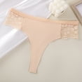 thumbnail image 5 of Scyoekwg Womens Underwear Thong Fashion Lace Solid Color Ladies Panties Breathable Low Waisted Bikini Underwear Hipster Panties Underpants(Beige,L), 5 of 5