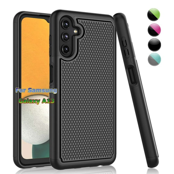 for Samsung Galaxy A13（5G）Case Cover, Njjex Galaxy A13（5G）Case Shock Absorbing Hybrid Defender Rugged Cover Skin Shell Hard Plastic Outer & Rubber Silicone Inner -Black