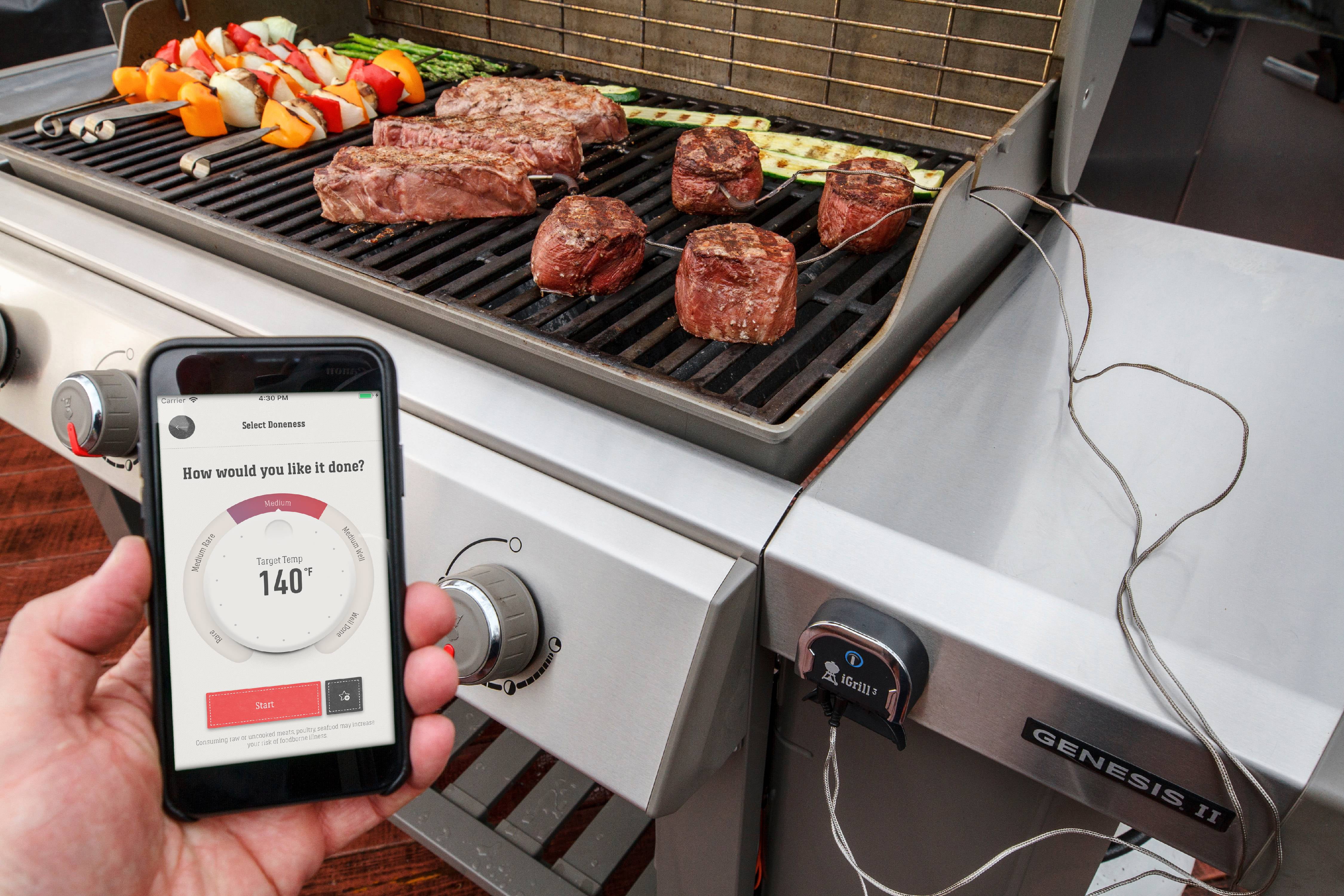 Weber iGrill 3 Bluetooth Connected Digital Smart Thermometer, Black