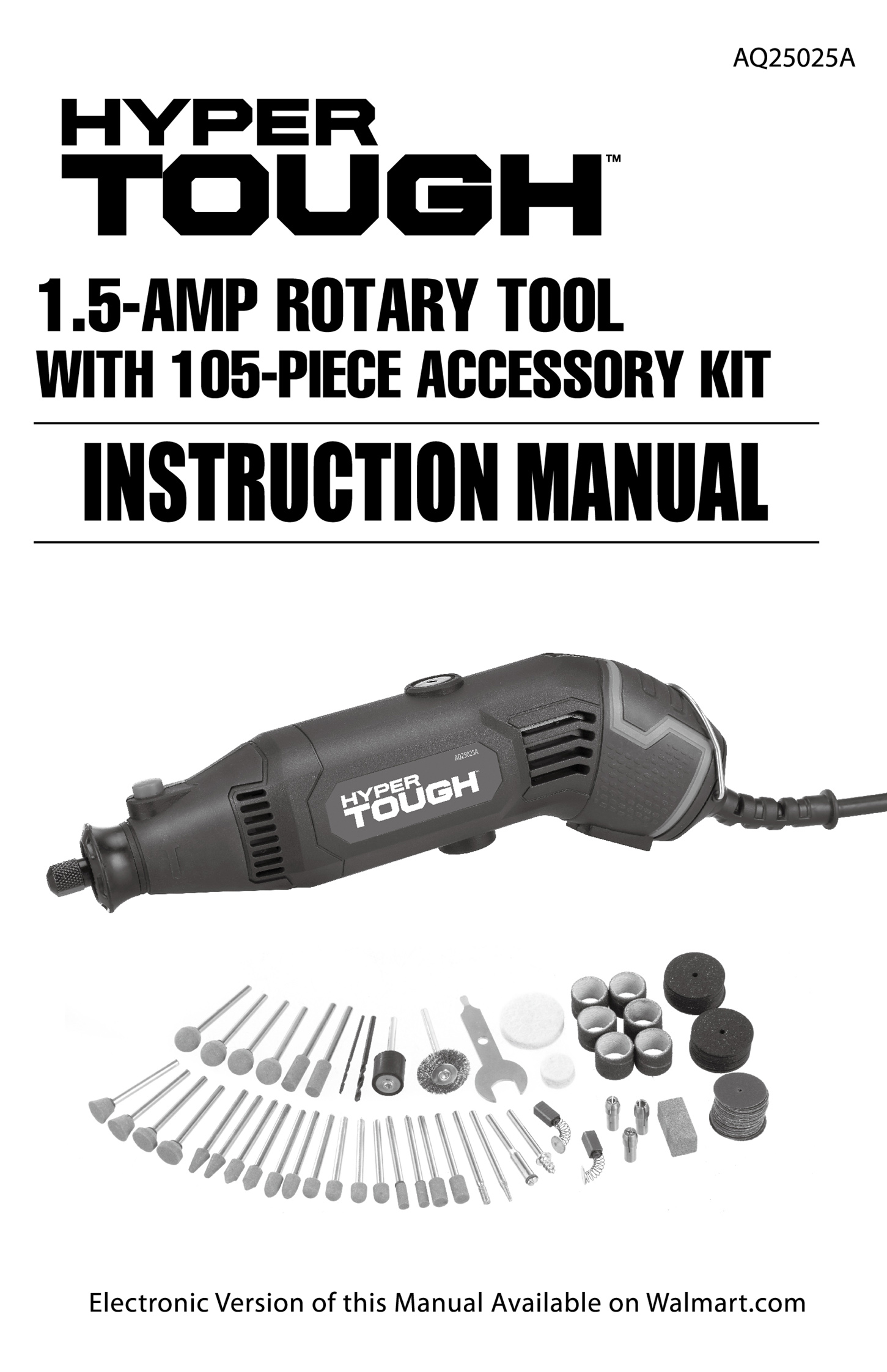 HYPER TOUGH 1.5 AMP CORDED ROTARY TOOL WITH 105 ACCESSORIES, 120V VARIABLE SPEED AND STORAGE CASE