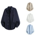 thumbnail image 3 of SBYOJLPB Men's Solid Color Button Turndown Collar Long Sleeved Shirt Double Pocket Work Shirt, 3 of 4