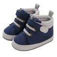 thumbnail image 2 of Otqutp Soft Sole Shoes for Toddler Baby Girls and Boys Warm Shoes Soft Comfortable Canvas Toddler Home Shoes High Tops Round Toe Boots(Blue,6-12 Months), 2 of 5