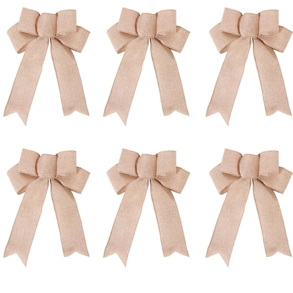 XUYAN 6 Pack Red Wreath Bows for Christmas Outdoor Decorations Striped Ribbons for Crafts Xmas Holiday Gifts Present Wrapping for Christmas Tree Family Holiday Xmas Party Wedding Decorations