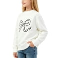 thumbnail image 5 of Girls White Bow Print Long Sleeve Crewneck Sweatshirt Soft Cotton Pullover for Kids,Size 5-6T, 5 of 7