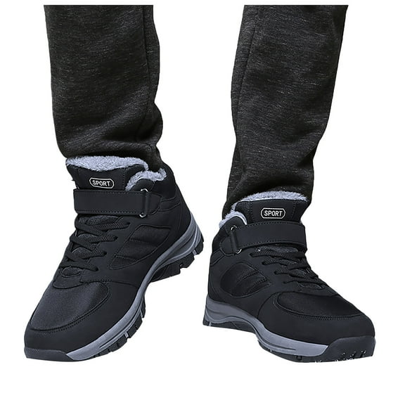 Rokment Women's Men's Winter Snow Hiking Boots Cold Weather Couples Unisex Plush Lined Warm Non Slip Work Walking Outdoor Sports Ankle Booties Black Size 6