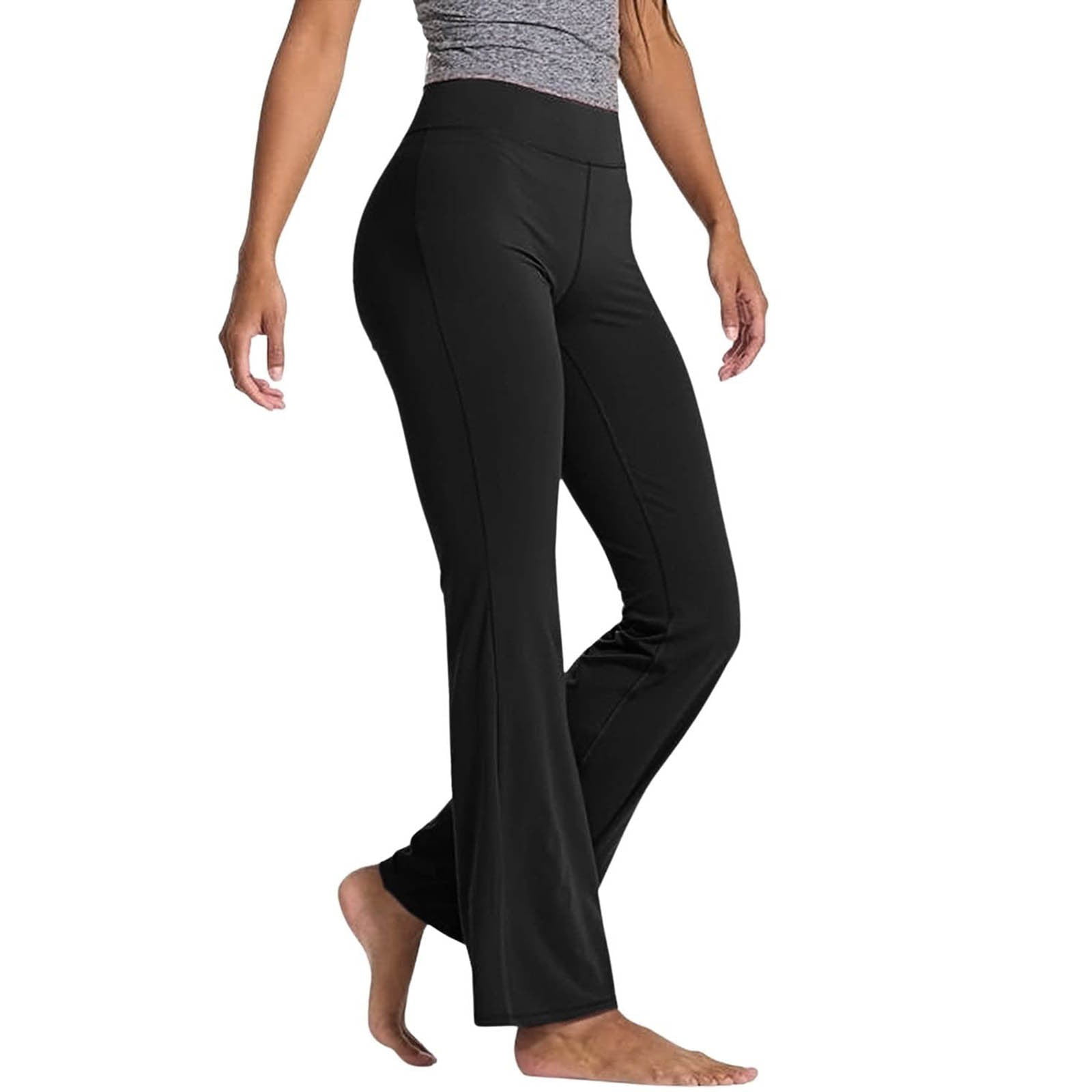 HBFAGFB Women Casual Pants Ribbed Seamless Flare Leggings Bootcut High  Waist Yoga Pants Grey Size XL 
