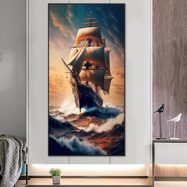 Cuadros Decorativos Diamond Painting 5D DIY Full Square Drill Buque Naval Decoración del hogar (ZQA1210) Wdftyju embutido en tela