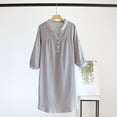 thumbnail image 3 of Womens Lightweight Sleep Shirts New Cotton Nightgown for Women Loose Button up V Neck Sleepwear Long Sleeve Comfy Sleepshirt Mid Length Nightdress Gray M, 3 of 3