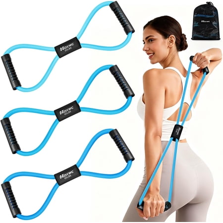 JJEAN-Resistance Bands, Figure 8 Resistance Band, Exercise Bands with Handles, Weights Workout Bands for Arms, Back, Shoulder, Leg, Physical Therapy, Pilates, Home Workout Equipment That Replace Dumb