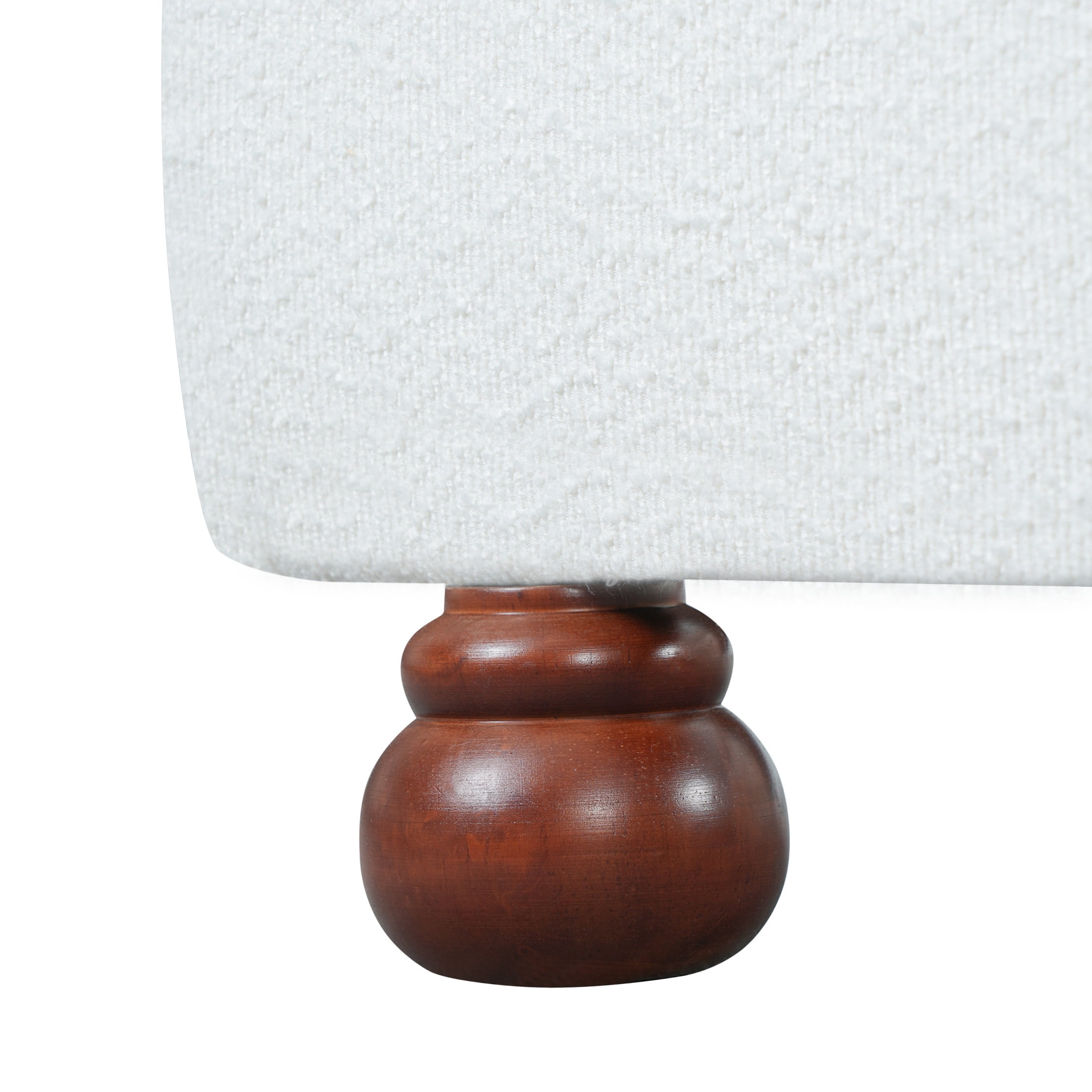 Christopher Knight Home Modern King Boucle Upholstered Bed Frame with Rubberwood Legs, White