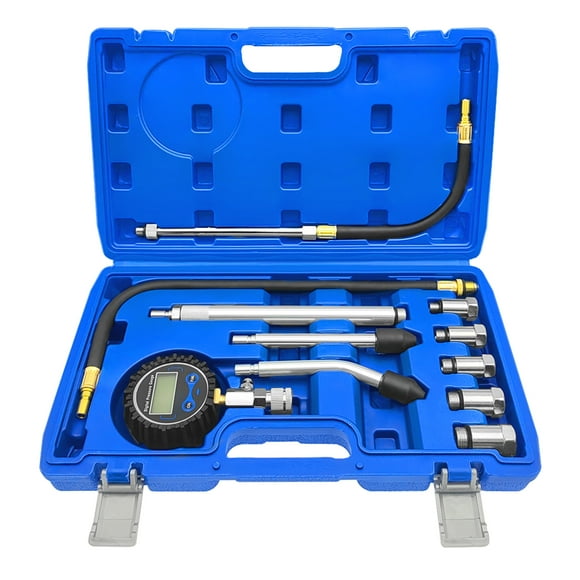 Digital Display Engine Cylinder Compression Tester ZK-212, Made of Aluminum Alloy and ABS, with 11 Testing Tools and Storage Bag, Package Size 35*21*6cm, Weight 1450g, Professional Automotive