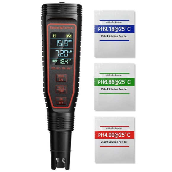 Kit medidor de pH digital 5 en 1 Water Tester Spider Farmer IP67