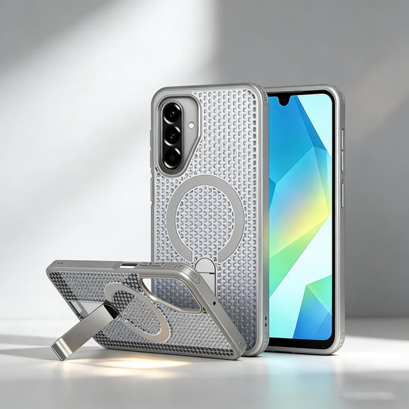 for Samsung Galaxy A35 Magnetic Case with [Invisible Built-in Stand] [Heat Dissipation], [Wireless Charging Support] Anti-Scratch Slim Shockproof Cover for Samsung Galaxy A35, Gray