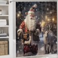 thumbnail image 5 of Santa Claus Reindeer Vintage Shower Curtain Home Decor, Polyester Cotton Fabric Waterproof Modern Bath Curtain with 12 Hooks 72x72 Inch, 5 of 8