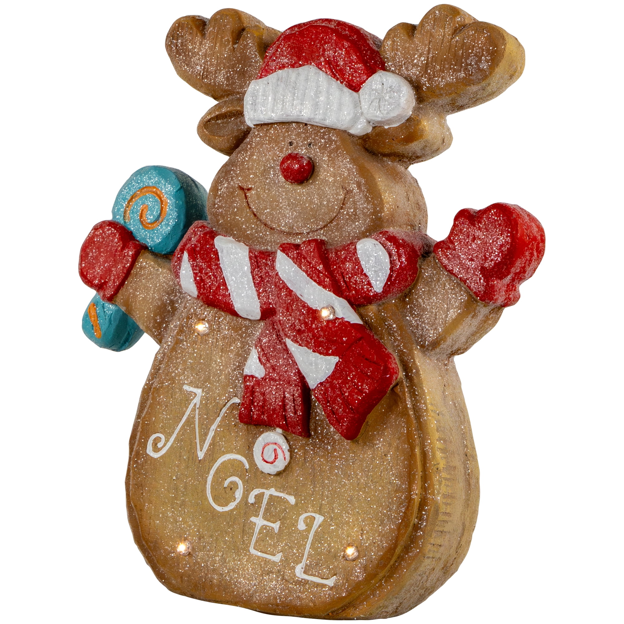 14" LED Lighted Gingerbread Reindeer "NOEL" Tabletop Christmas Figurine