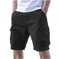 thumbnail image 2 of Yourumao Men's Cargo Shorts Elastic Waist Bermuda Shorts Loose Knee Length Pants Solid Summer Shorts for Weekend Casual with Pockets, 2 of 9