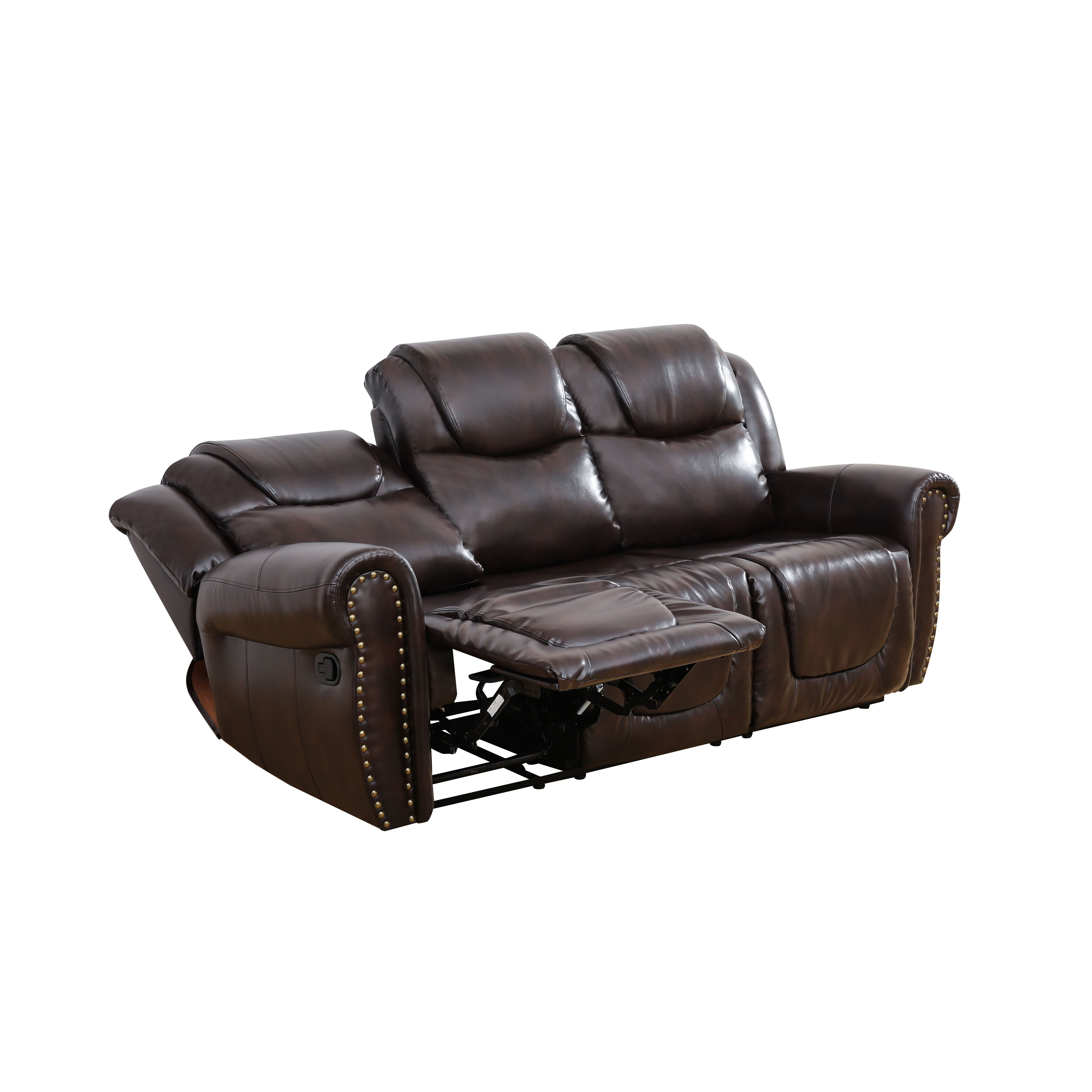 MAYEERTY 3-Seater Recliner Sofa, Recliner with Breathable Semi PU Leather for Family Living Rooms