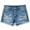 Light Blue, variant on Zynoxe Women's Denim Shorts with Pockets Trendy High-Waisted Frayed Jean Shorts Straight-Leg Button Ladies Shorts S