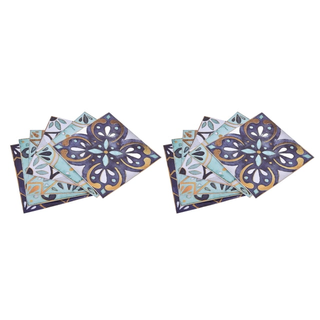Tile Stickers, Retro Style Self Adhesive Waterproof Floor Tile Stickers Bright Color PVC for Balcony Light Gray with Gilt Edging,Dark Green with Gilt Edging