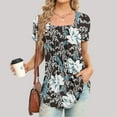 thumbnail image 2 of Blouses à Manches Courtes pour Femmes Mode Imprimée Décontractée Col Rond T-Shirt Ample Blouse Hauts à Manches Courtes pour Femmes, 2 of 5