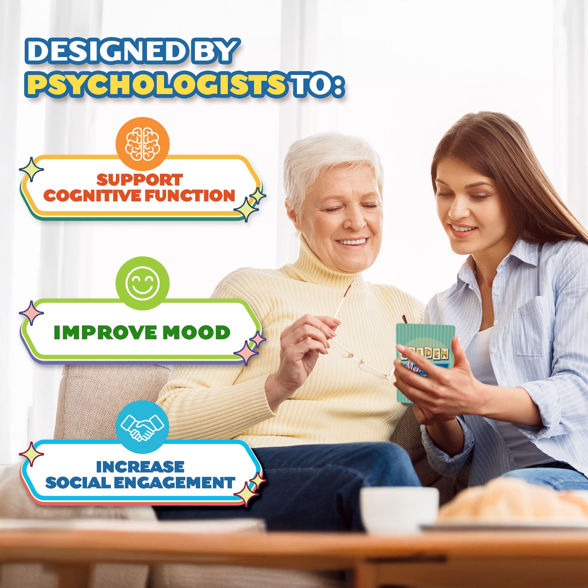ThinkPsych Golden Memories - Memory Card Game for Seniors - 160 Conversation Starters for Adults