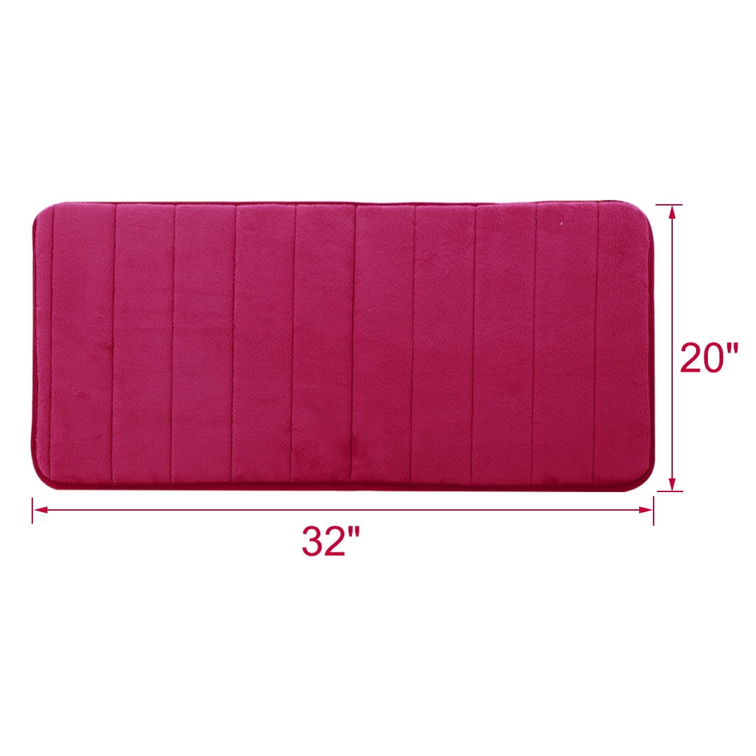 PiccoCasa Memory Foam Bath Mat Thin Absorbent Bath Rug Mat for Bathroom, Burgundy 32" x 20"