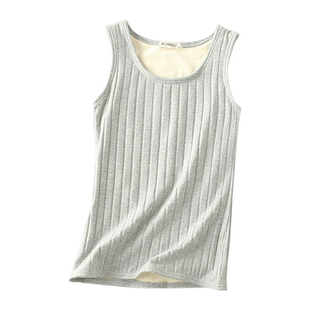 Jumpingount Ropa interior térmica de invierno para mujer, cuello engrosado a prueba de viento, chaleco básico informal, accesorio para Prendas para la parte del cuerpo Gris claro XXL