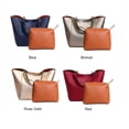 thumbnail image 3 of Bolso de mano clásico de cuero PU para mujer, bolsa de mano de gran capacidad, con asa superior, 2 piezas, 3 of 6