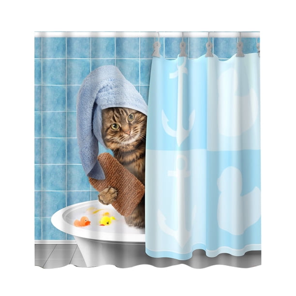 Cortina de de surtida cuadrada de 1,8 m Tela impermeable Lindo gato Gloria Cortina de ducha