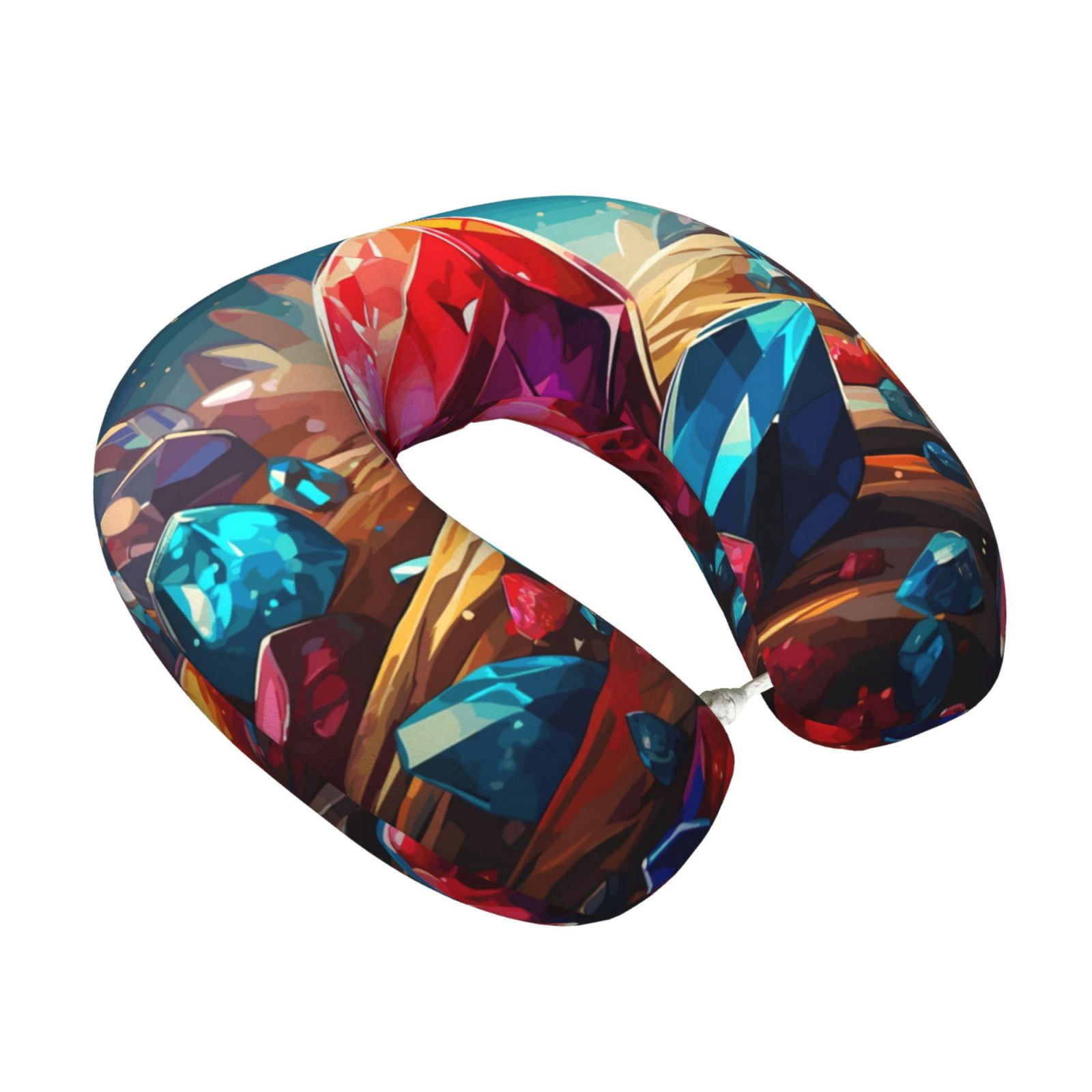 Xecao Colorful Stone World Print Memory Foam Cervical Neck Pillow Versatile U-Shaped Pillows for Home,Office,Camping,Travelling,Soft Washable Cover
