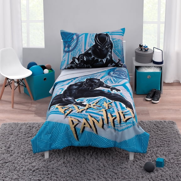 Marvel Black Panther Warrior King 4 Piece Toddler Bed Set