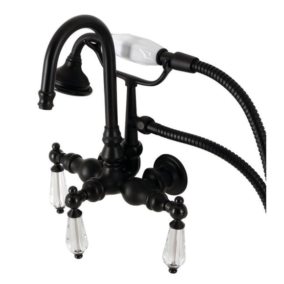 Kingston Brass AE7T0WLL 7.19 in. Aqua Vintage Wilshire Wall Mount Clawfoot Tub Faucet, Matte Black
