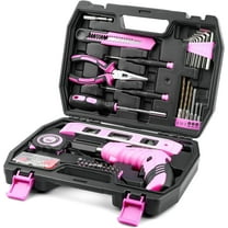 123-Piece Pink Household Tool Set with 3.6V USB Cordless Electric Drill, Lightweight, Portable