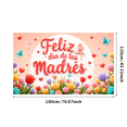 thumbnail image 2 of Decorative Design Mother's Day Banner Floral Motif Butterfly Decoration Spring Theme for Mother's Day Celebration Indoor Decoration Party Background, 2 of 7