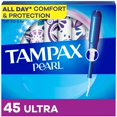 thumbnail image 1 of Tampax Pearl Tampons, with LeakGuard Braid, Ultra Absorbency, Unscented45 count, 1 of 23