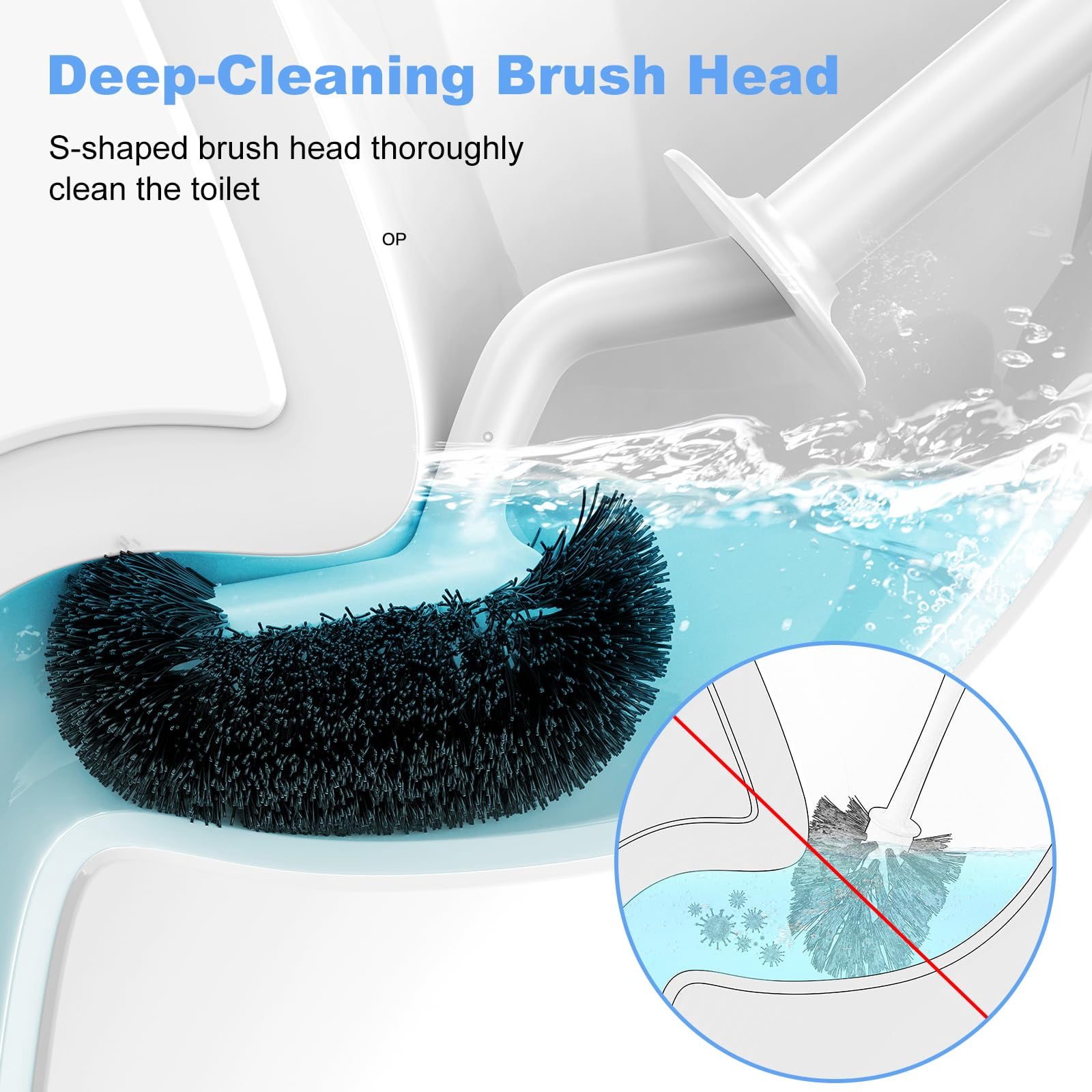 Toilet Bowl Brush Holder Set: Curved Design with Holder for Deep Cleaning Under Rim - Compact Hidden Scrubber for Small Space - Modern RV Bathroom Accessories