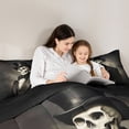 thumbnail image 5 of Homewish Skeleton Print Full Size Comforter Sets,Gothic Theme Bedding Comforter Set,Black Gray Bedding Sets For Girls Kids,Super Cozy Room Decor Reversible,3pcs, 5 of 8