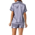 thumbnail image 3 of INSPIRAR CHIC Conjuntos de Pijamas para Mujeres de Manga Corta con Botones y Pantalones Cortos Conjuntos de Lounge S Púrpura Claro, 3 of 5