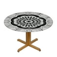 thumbnail image 3 of WYYP  Round Waterproof Oil Resistant Table Cover Datura Flower Geometric Decoration Wipable Polyester Cloth Spring Summer Party Table Cover Abstract Black and White, 3 of 7