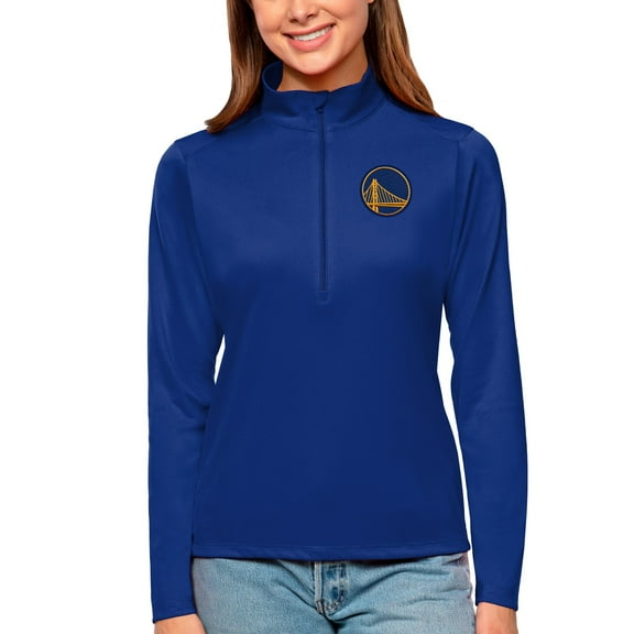 Women's Antigua Royal Golden State Warriors Tribute Half-Zip Top