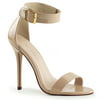 Womens Charming Nude Dress Shoes with Ankle Strap and 5 Inch Heels