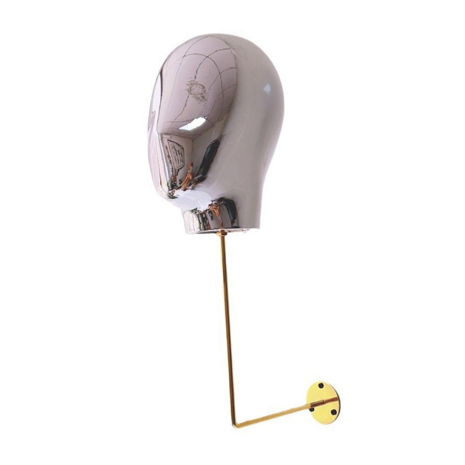 Gazechimp Wall Mount Mannequin Head Hanging Display Stand for Hairpieces Cap Salon argent