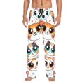 thumbnail image 2 of Cotton Mens PJ Pajama Pants Bottoms Waistband Sleepwear with Pockets Cartoon Cat Face with Big Eye, 2 of 7