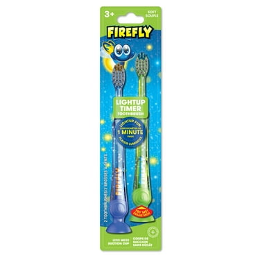 Firefly Light Up Timer Toothbrush, Premium Soft Bristles, Ages 3 , 2 Count (Colors May Vary)