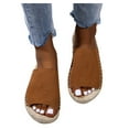 thumbnail image 5 of B91xZ Women's Rhinestone Flat Sandals Cross Strap Open Toe Summer Slide Sandals,Brown 9.5, 5 of 5