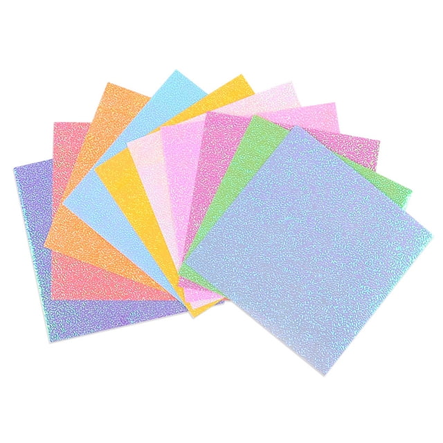 MasteelfCA 100pcs Shining Glitter Folding Paper DIY Craft Paper Wrapping Origami Pearlescent Paper (10 Assorted Color)